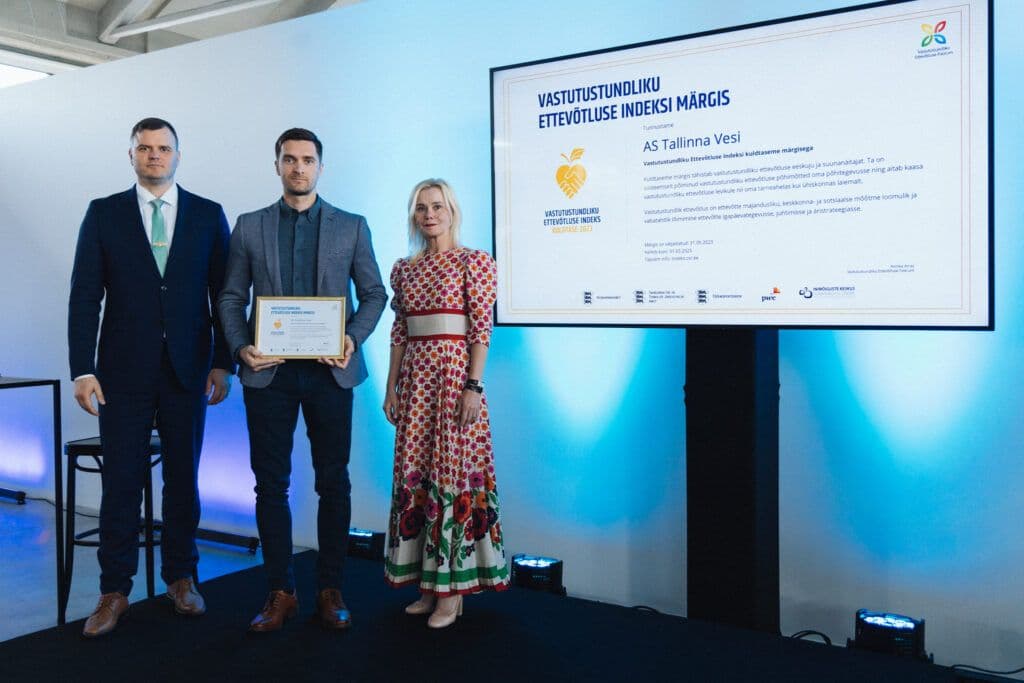 Tallinna Vesi was awarded the gold quality label issued by the Responsible Business Forum
